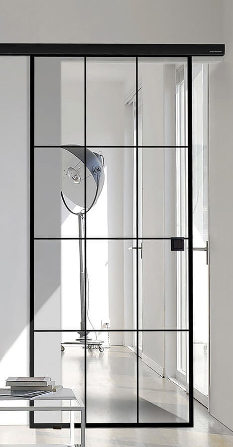 Linesplus schwarze Lofttür als Hängesystem